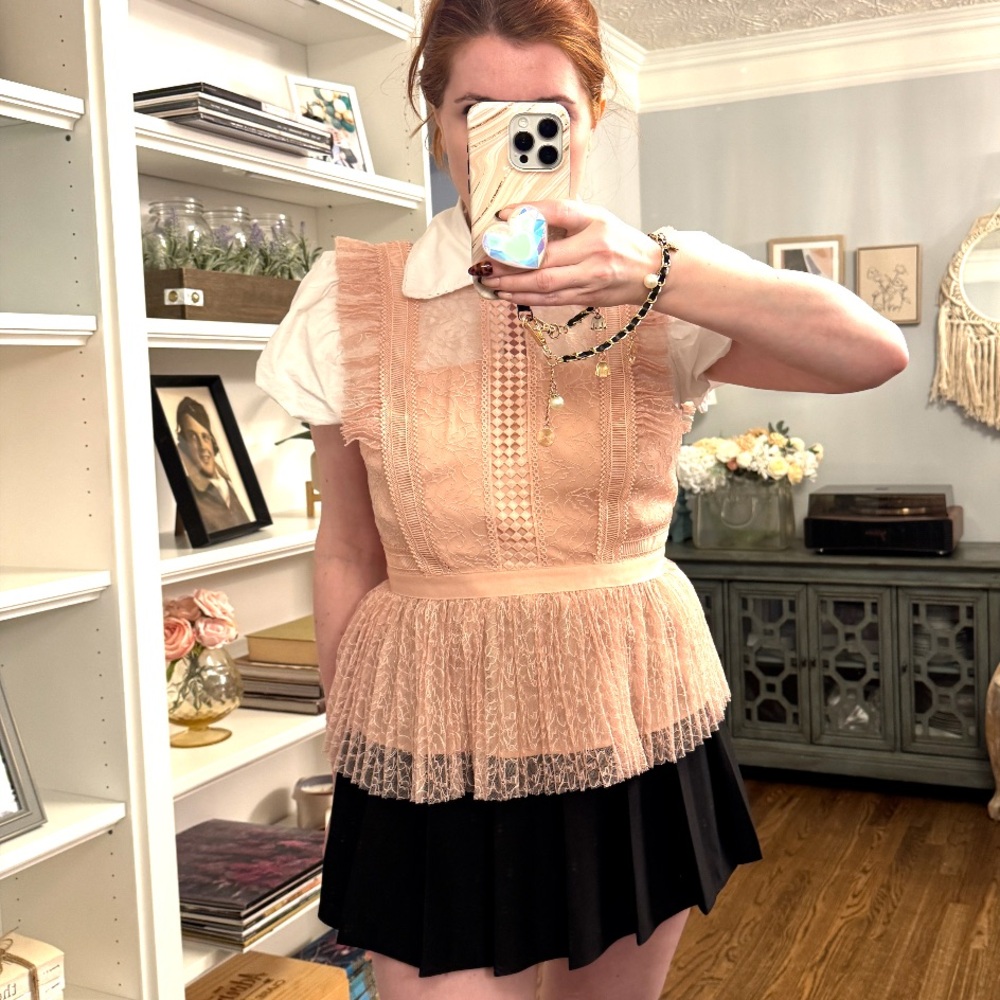 Heartloom Blush Lace Ruffle Shirt